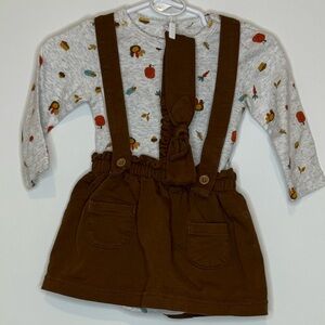 Carter's Baby Girl Thanksgiving Suspender Skirt Set w/ Matching Bow  | 9 months